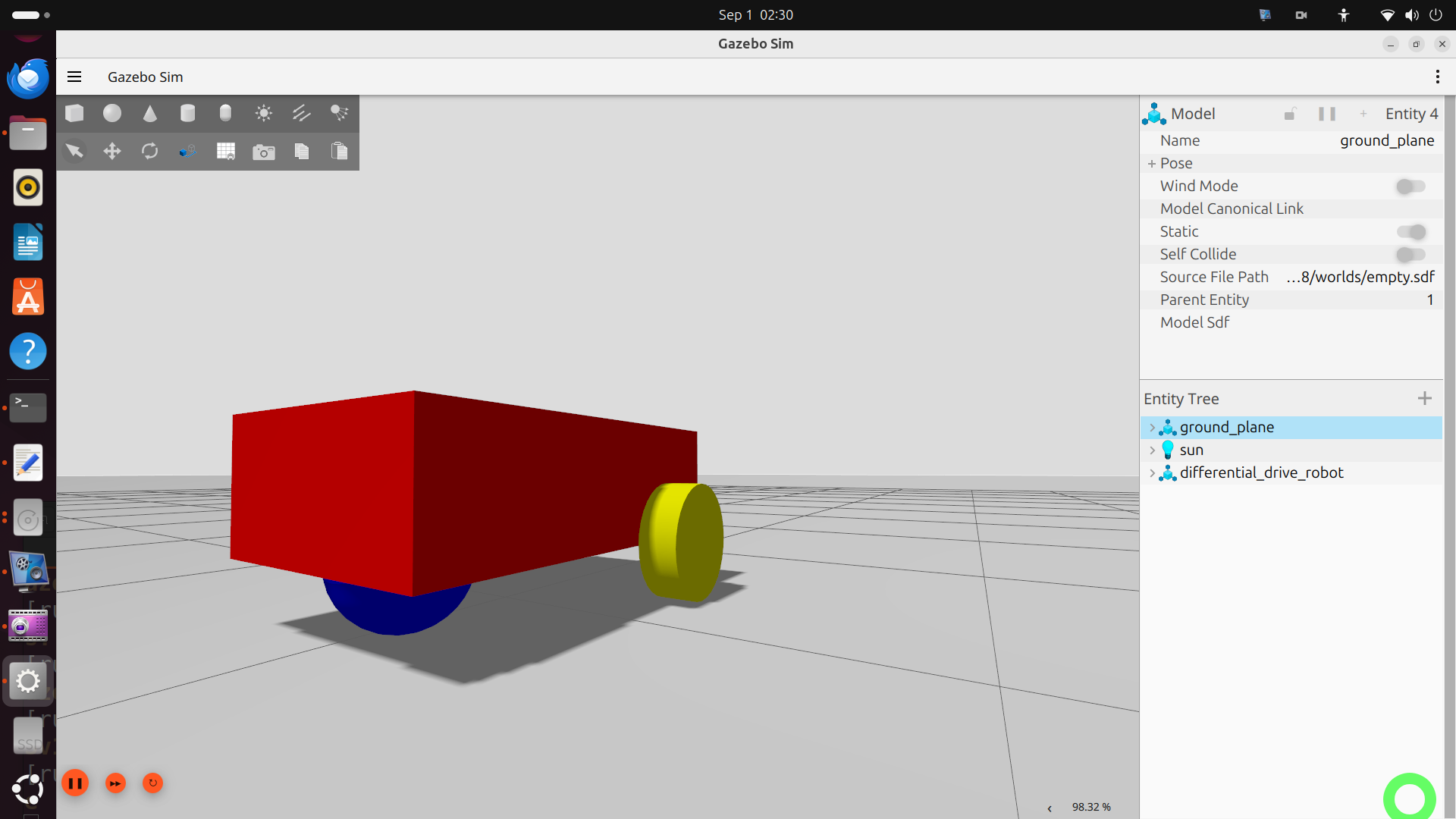 Model and simulate a differential drive mobile robot in ROS2 Jazzy Jalisco and Gazebo Harmonic from Scratch